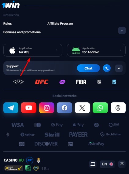 how to download 1win for ios