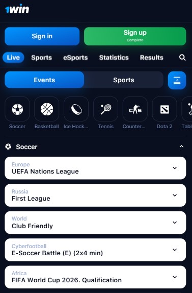1win app Sports